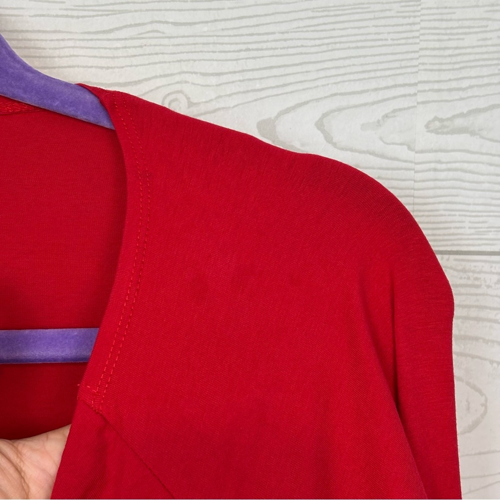 Sundance Red Long Sleeve Cross Front Ruched Blouse Size Small - Picture 3 of 5